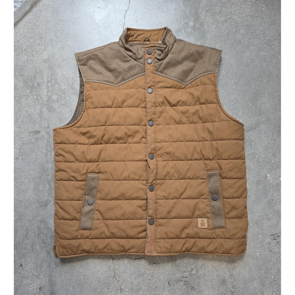 United By Blue Vest Mens Medium Brown Quilted Canvas Snap Outdoor Western